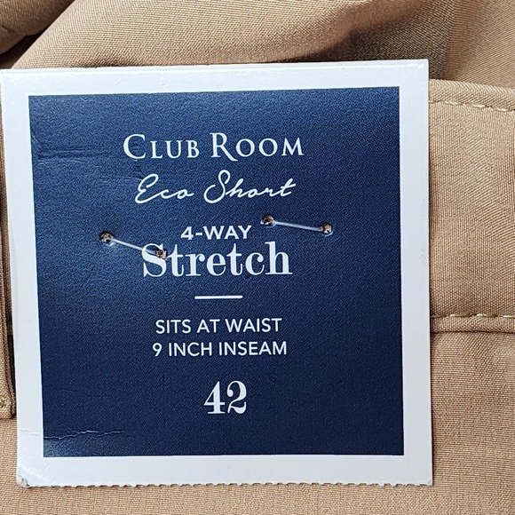 NEW Club Room Eco-Tech Shorts Men's 42 Tan‎ Chinos 4-Way Stretch 9" NWT - Picture 9 of 12